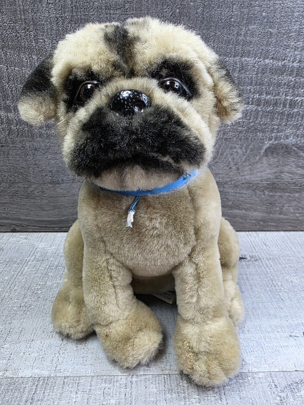 Plush PUG Dog Realistic 7" Sitting Stuffed Animal Puppy Plushland Vtg b111